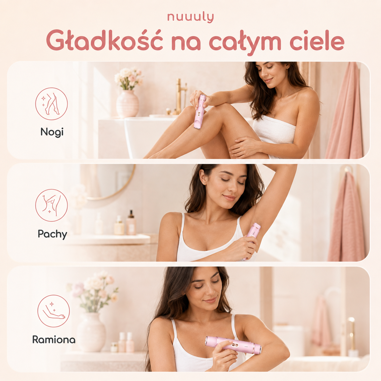 Velura – Elektryczna golarka i trymer 2 w 1 dla kobiet · Wodoodporna, bezprzewodowa