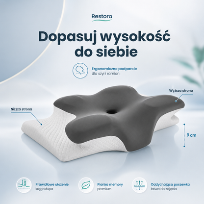 Restora – Ortopedyczna poduszka z pianki pamięciowej · Ergonomiczne podparcie karku
